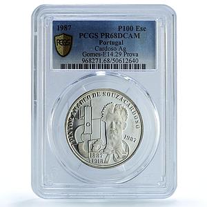 Portugal 100 escudos Cardoso Probe KM-644-a Art PR 68 PCGS silver coin 1987