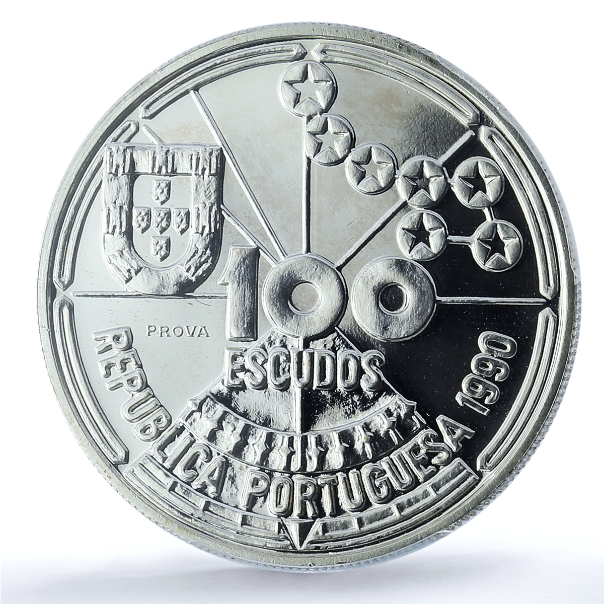 Portugal 100 escudos Navigation Probe KM-649a Ship SP 69 PCGS silver coin 1990 Portugal 100 escudos Navigation Probe KM-649a Ship SP 69 PCGS silver coin 1990