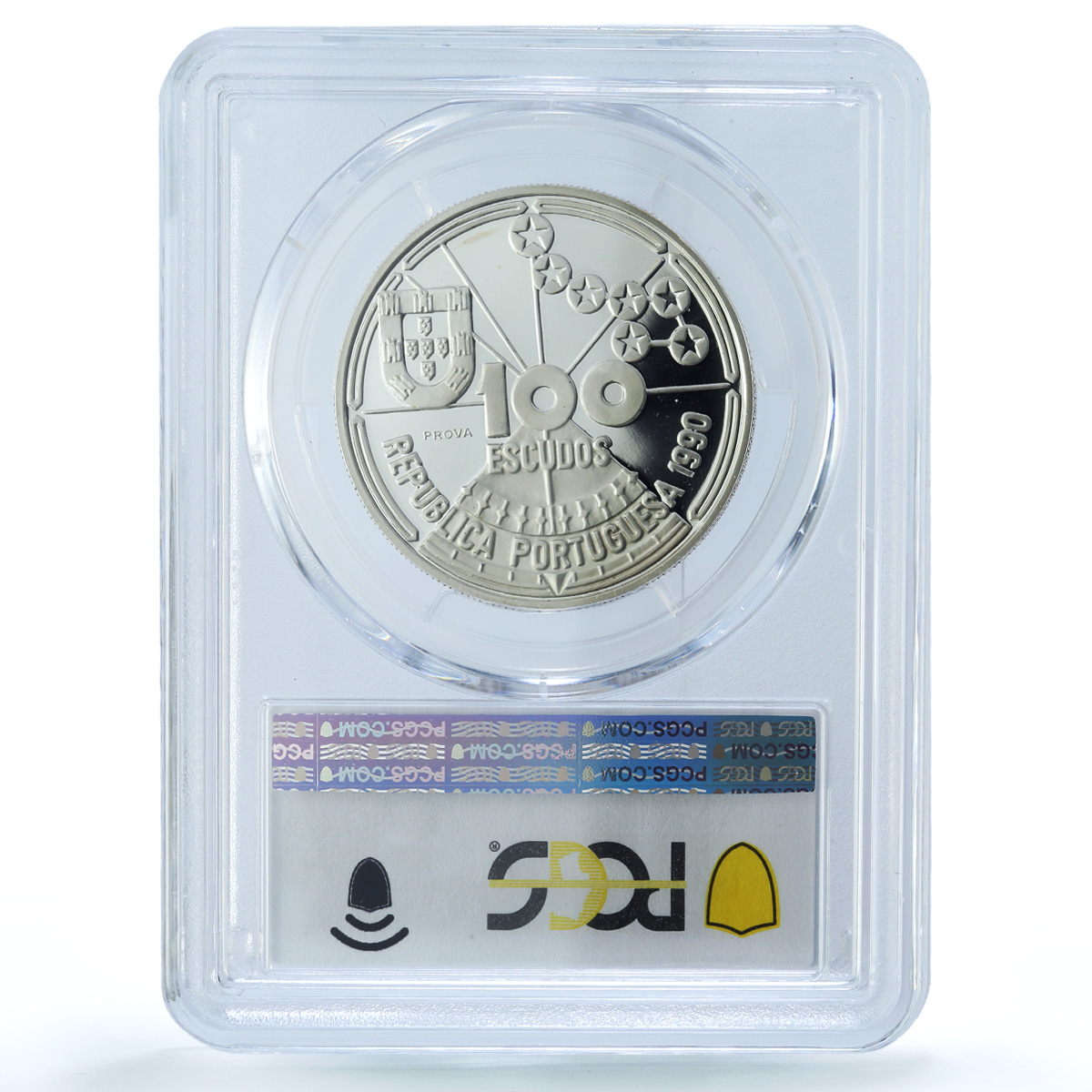 Portugal 100 escudos Navigation Probe KM-649a Ship PR 70 PCGS silver coin 1990 Portugal 100 escudos Navigation Probe KM-649a Ship PR 70 PCGS silver coin 1990