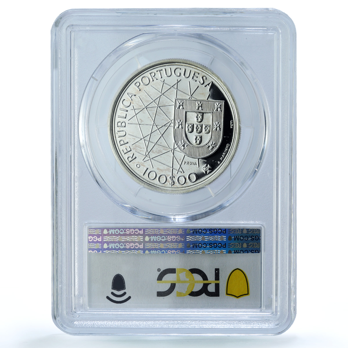 Portugal 100 escudos Azores Probe KM-648a Ship SP 69 PCGS silver coin 1989
