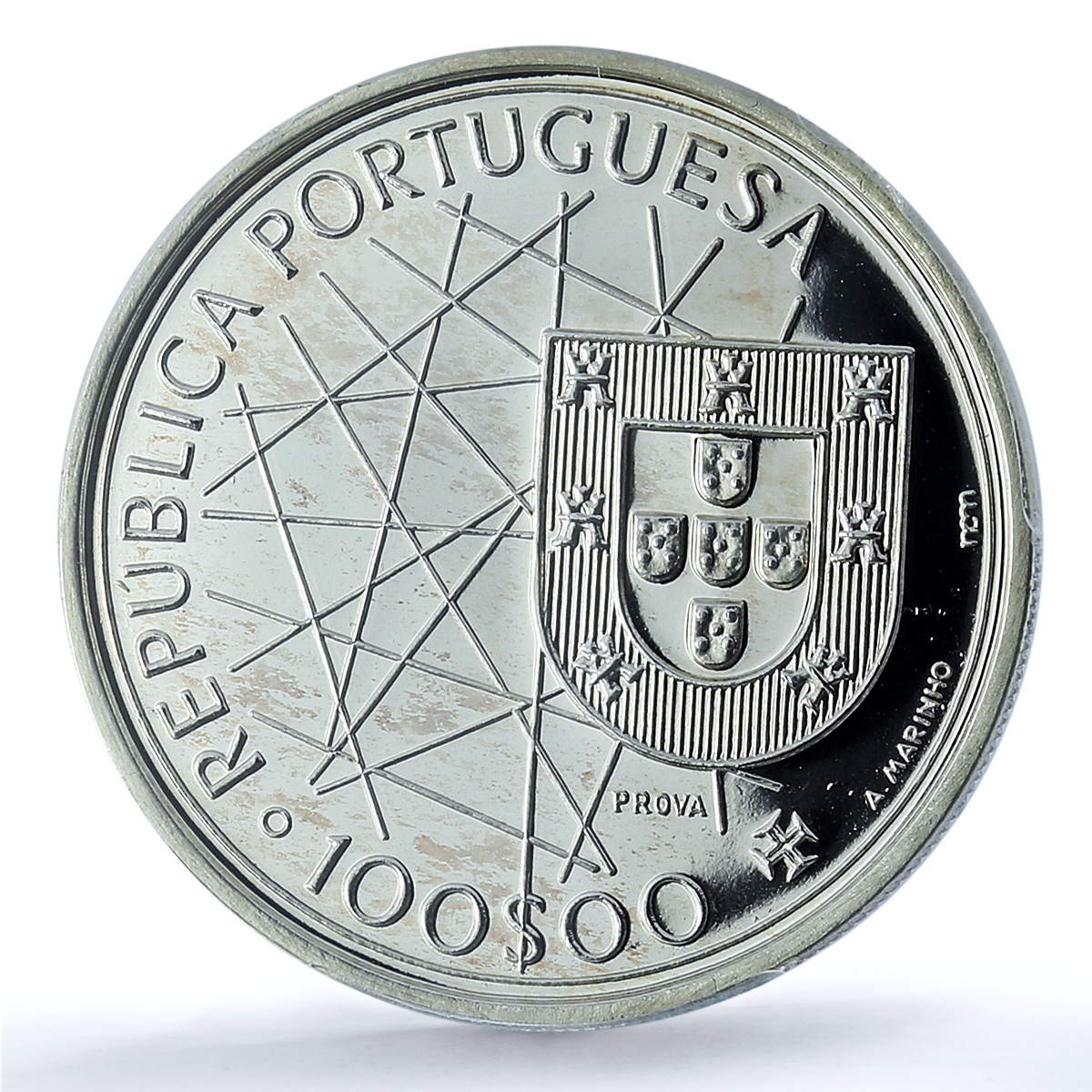 Portugal 100 escudos Azores Probe KM-648a Ship SP 69 PCGS silver coin 1989