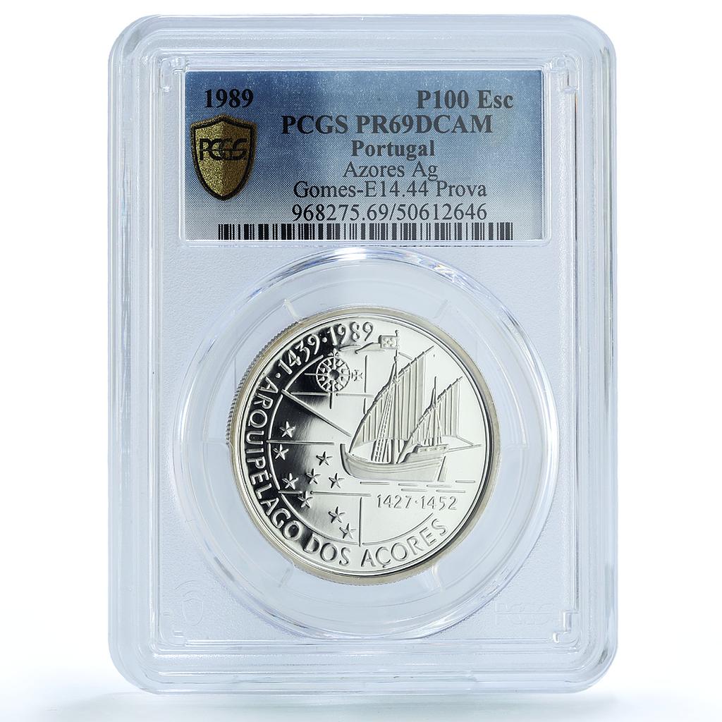 Portugal 100 escudos Azores Probe KM-648a Ship PR 69 PCGS silver coin 1989 Portugal 100 escudos Azores Probe KM-648a Ship PR 69 PCGS silver coin 1989