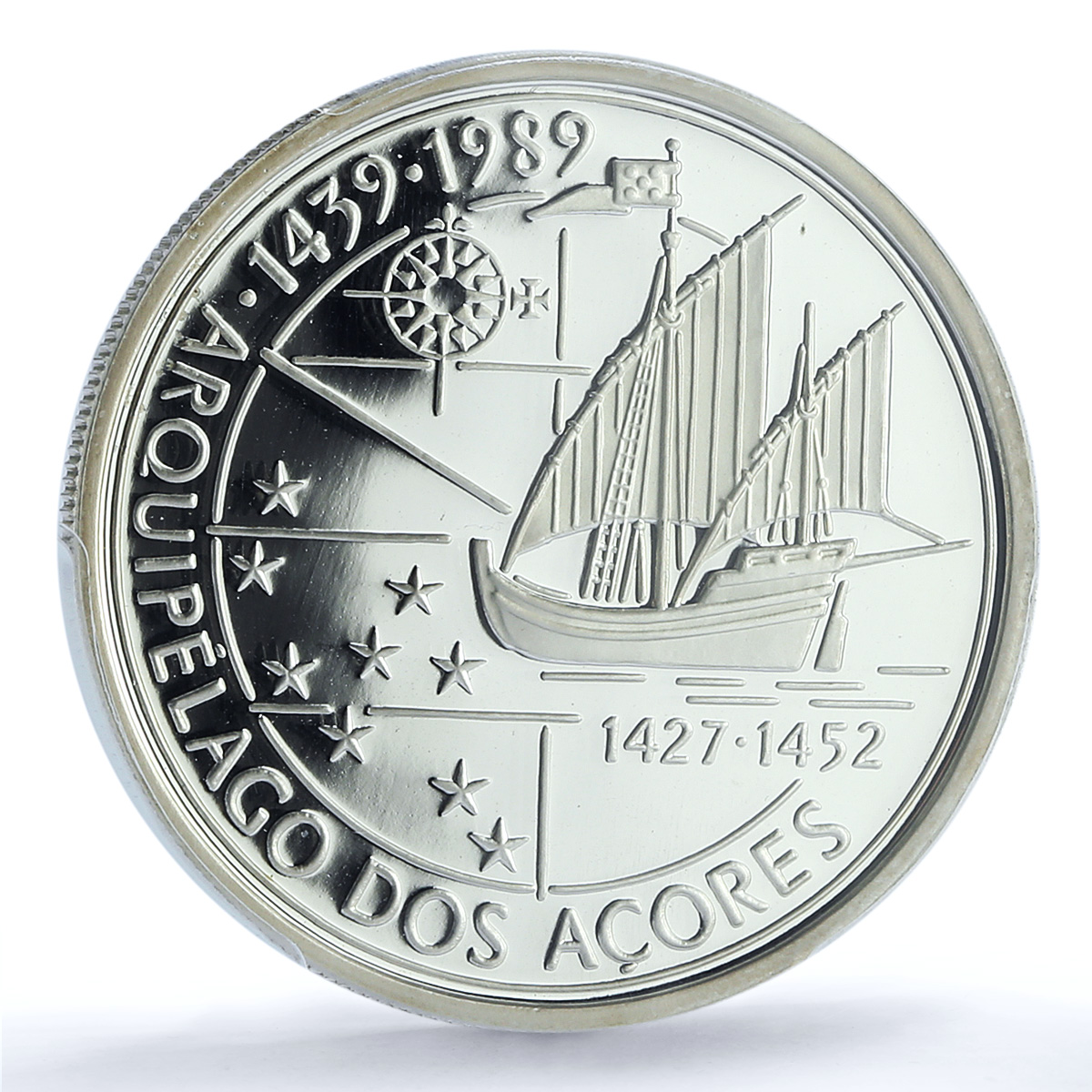Portugal 100 escudos Azores Probe KM-648a Ship PR 69 PCGS silver coin 1989 Portugal 100 escudos Azores Probe KM-648a Ship PR 69 PCGS silver coin 1989