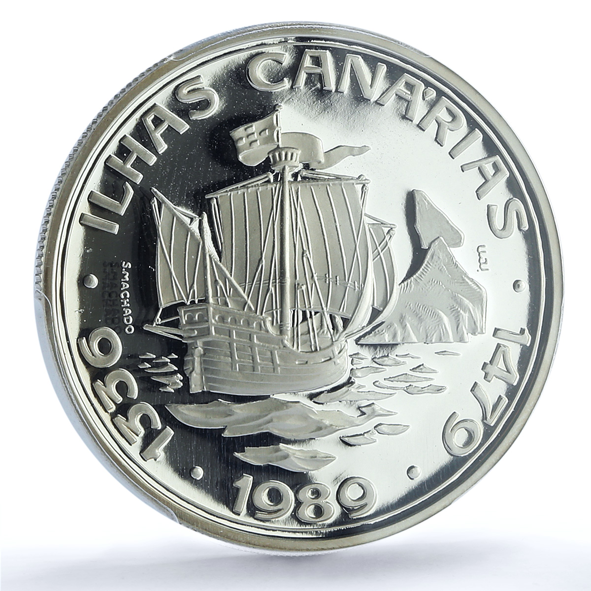 Portugal 100 escudos Canary Islands Probe KM-646a Ship PR 69 PCGS Ag coin 1989 Portugal 100 escudos Canary Islands Probe KM-646a Ship PR 69 PCGS Ag coin 1989