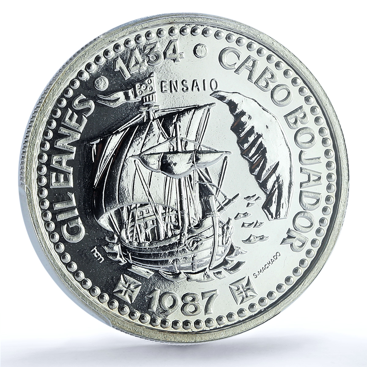 Portugal 100 escudos Gil Eanes Essai KM-639a Ship SP 69 PCGS silver coin 1987 Portugal 100 escudos Gil Eanes Essai KM-639a Ship SP 69 PCGS silver coin 1987