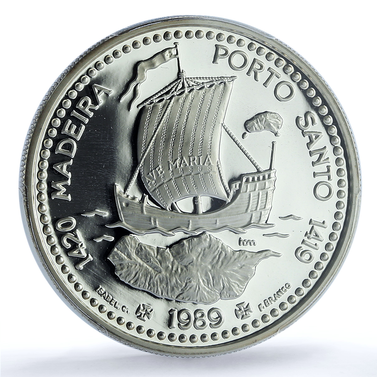 Portugal 100 escudos Madeira Porto Probe KM-647a Ship PR69 PCGS silver coin 1989 Portugal 100 escudos Madeira Porto Probe KM-647a Ship PR69 PCGS silver coin 1989