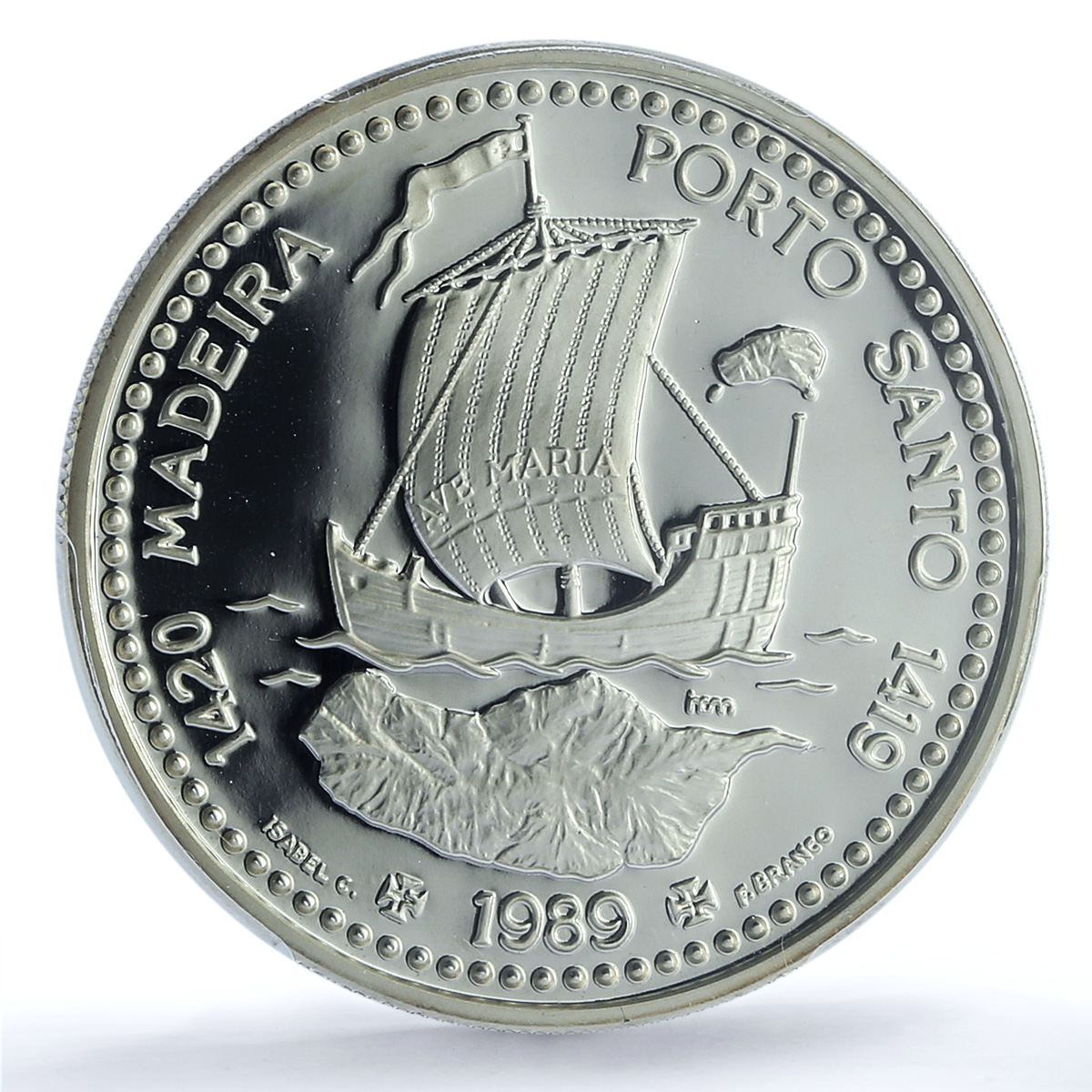 Portugal 100 escudos Madeira Porto Probe KM-647a Ship PR70 PCGS silver coin 1989 Portugal 100 escudos Madeira Porto Probe KM-647a Ship PR70 PCGS silver coin 1989