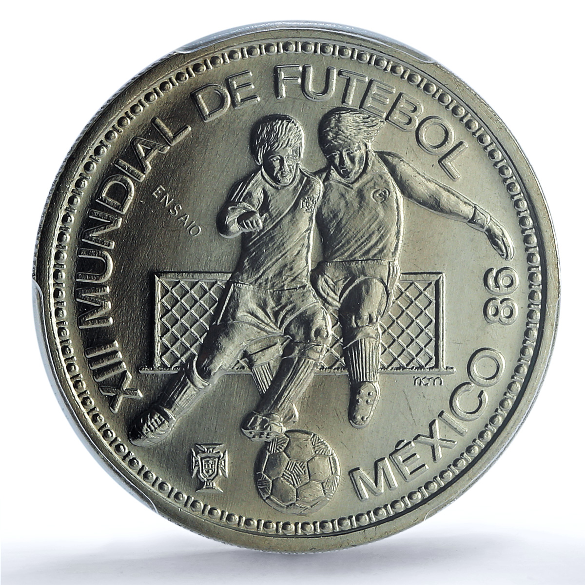 Portugal 100 escudos Football Cup Mexico Essai KM-637 SP 67 PCGS CuNi coin 1986