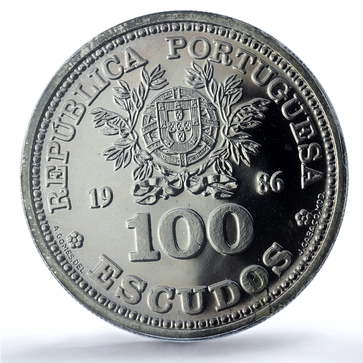 Portugal 100 escudos Football Cup Mexico Essai KM-637a SP 66 PCGS Ag coin 1986 Portugal 100 escudos Football Cup Mexico Essai KM-637a SP 66 PCGS Ag coin 1986