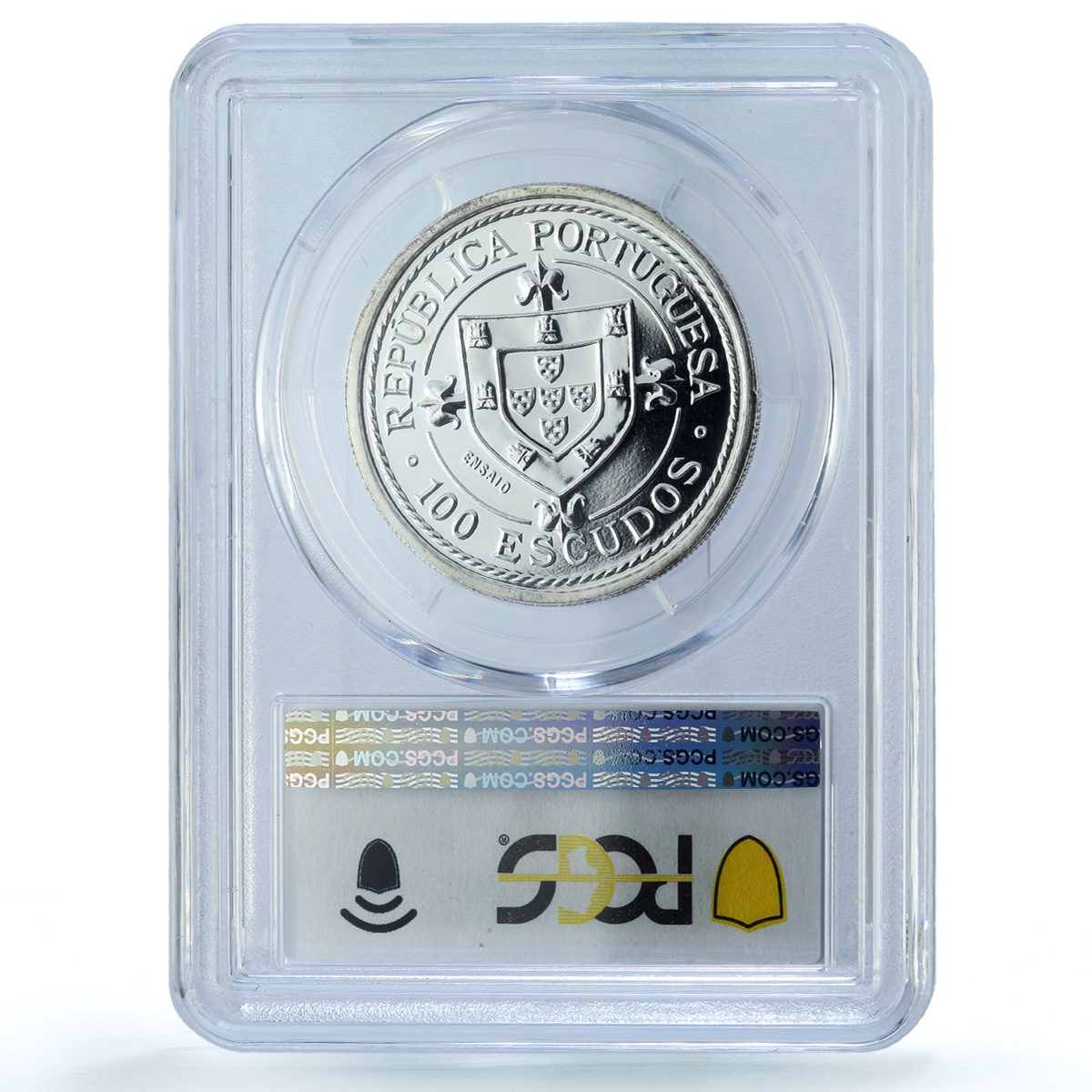 Portugal 100 escudos Nuno Tristao Essai KM-640a Ship SP 69 PCGS silver coin 1987 Portugal 100 escudos Nuno Tristao Essai KM-640a Ship SP 69 PCGS silver coin 1987