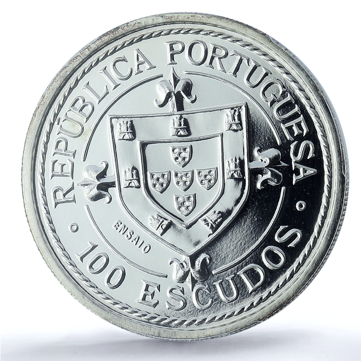 Portugal 100 escudos Nuno Tristao Essai KM-640a Ship SP 69 PCGS silver coin 1987 Portugal 100 escudos Nuno Tristao Essai KM-640a Ship SP 69 PCGS silver coin 1987