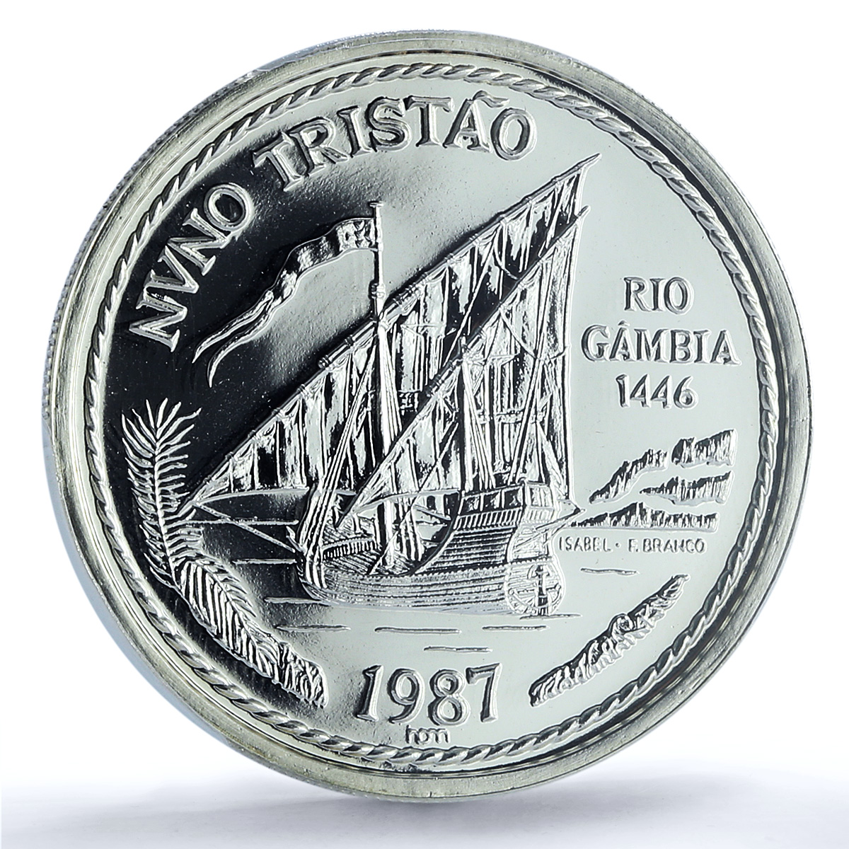 Portugal 100 escudos Nuno Tristao Essai KM-640a Ship SP 70 PCGS silver coin 1987 Portugal 100 escudos Nuno Tristao Essai KM-640a Ship SP 70 PCGS silver coin 1987