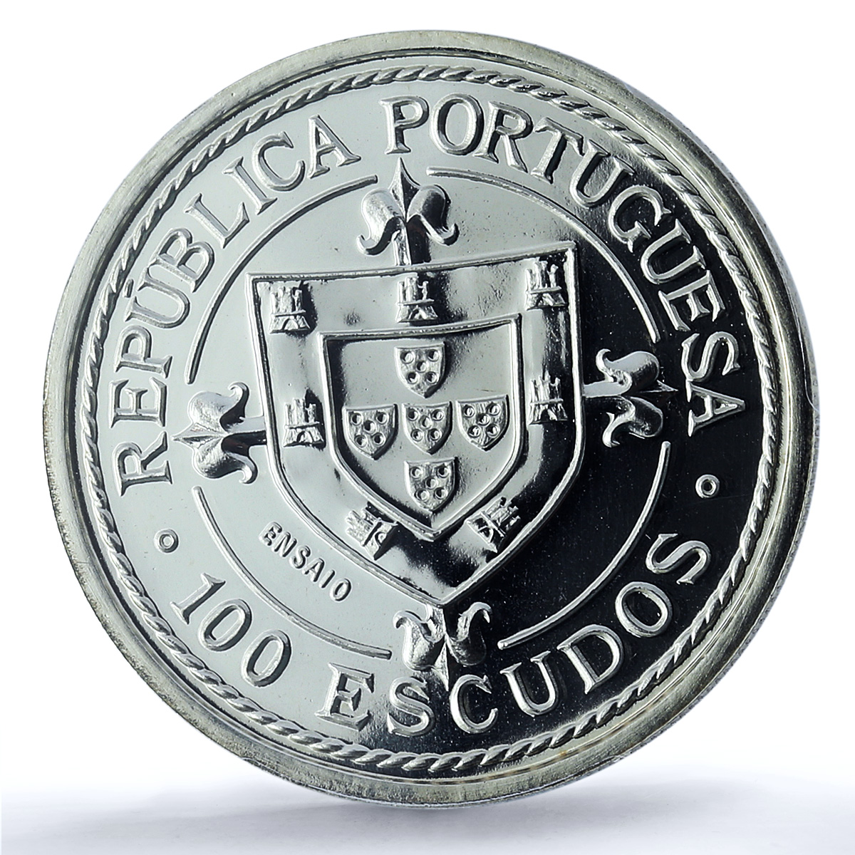 Portugal 100 escudos Nuno Tristao Essai KM-640a Ship SP 70 PCGS silver coin 1987 Portugal 100 escudos Nuno Tristao Essai KM-640a Ship SP 70 PCGS silver coin 1987