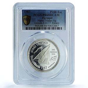 Portugal 100 escudos Nuno Tristao Essai KM-640a Ship PR 68 PCGS silver coin 1987