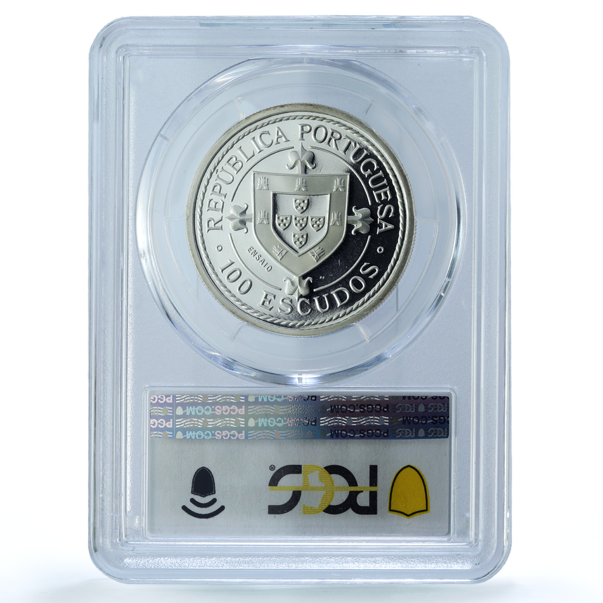 Portugal 100 escudos Nuno Tristao Essai KM-640a Ship PR 68 PCGS silver coin 1987 Portugal 100 escudos Nuno Tristao Essai KM-640a Ship PR 68 PCGS silver coin 1987