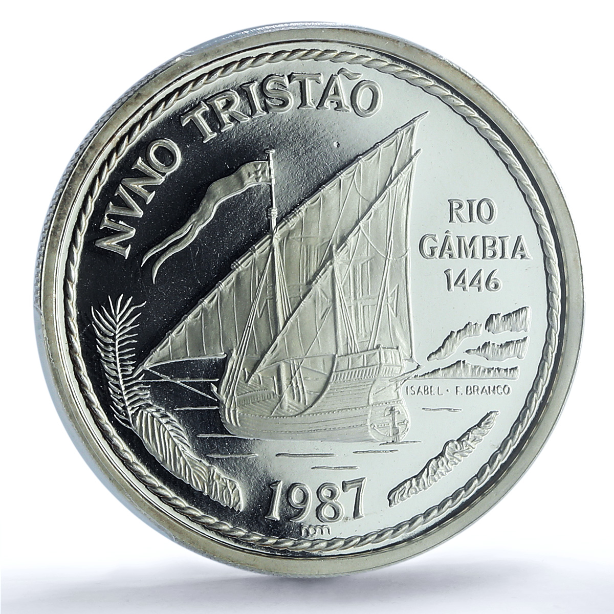 Portugal 100 escudos Nuno Tristao Essai KM-640a Ship PR 68 PCGS silver coin 1987 Portugal 100 escudos Nuno Tristao Essai KM-640a Ship PR 68 PCGS silver coin 1987