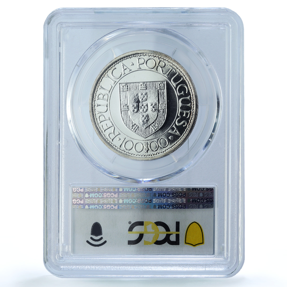 Portugal 100 escudos Bartolomeu Dias Probe KM-642a Ship SP 69 PCGS Ag coin 1988 Portugal 100 escudos Bartolomeu Dias Probe KM-642a Ship SP 69 PCGS Ag coin 1988