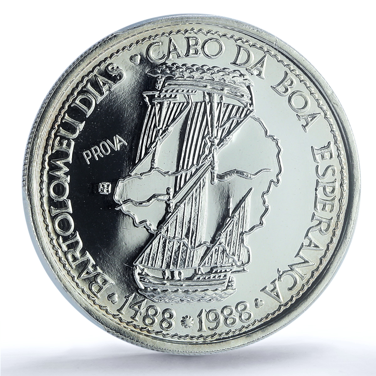 Portugal 100 escudos Bartolomeu Dias Probe KM-642a Ship SP 69 PCGS Ag coin 1988 Portugal 100 escudos Bartolomeu Dias Probe KM-642a Ship SP 69 PCGS Ag coin 1988