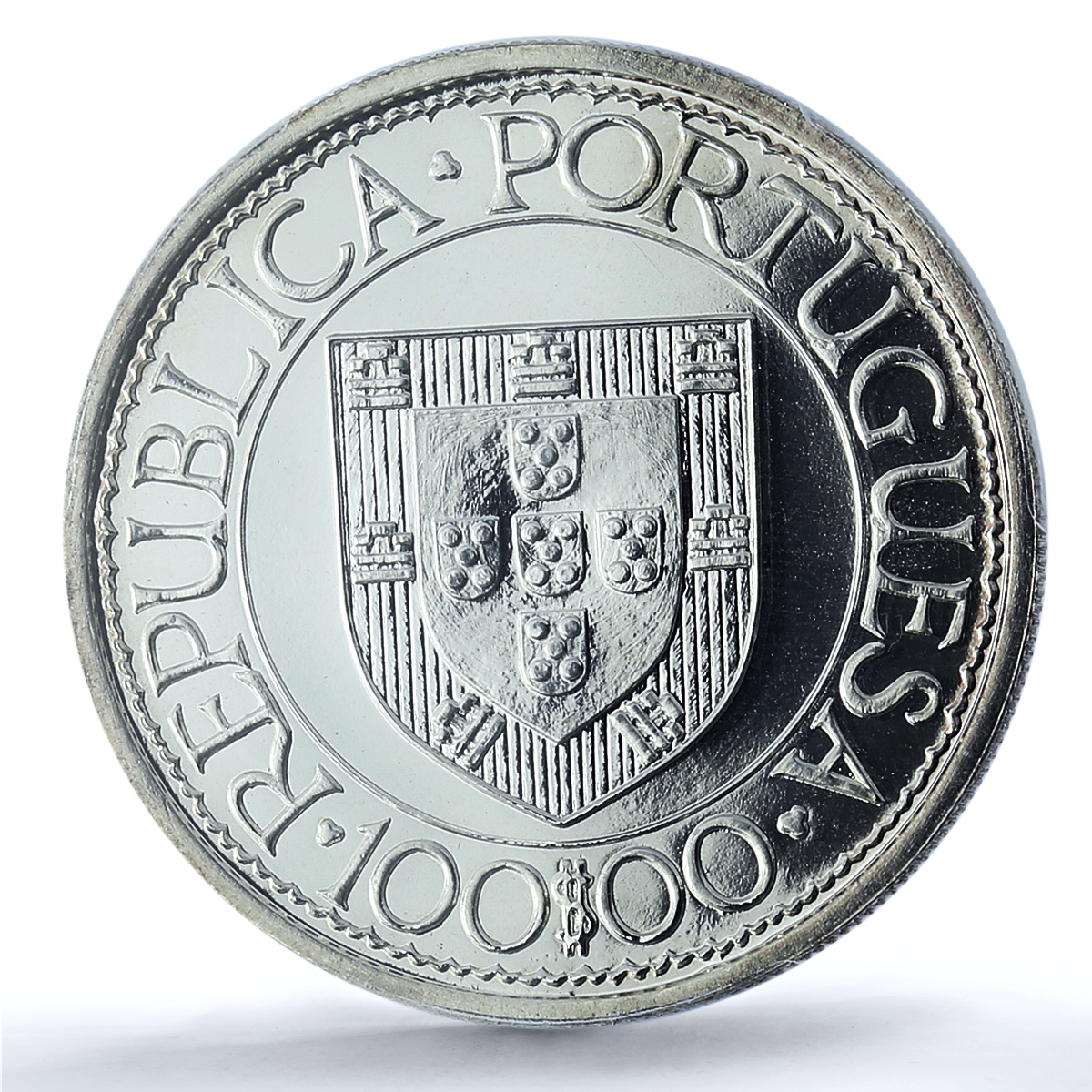 Portugal 100 escudos Bartolomeu Dias Probe KM-642a Ship SP 69 PCGS Ag coin 1988 Portugal 100 escudos Bartolomeu Dias Probe KM-642a Ship SP 69 PCGS Ag coin 1988