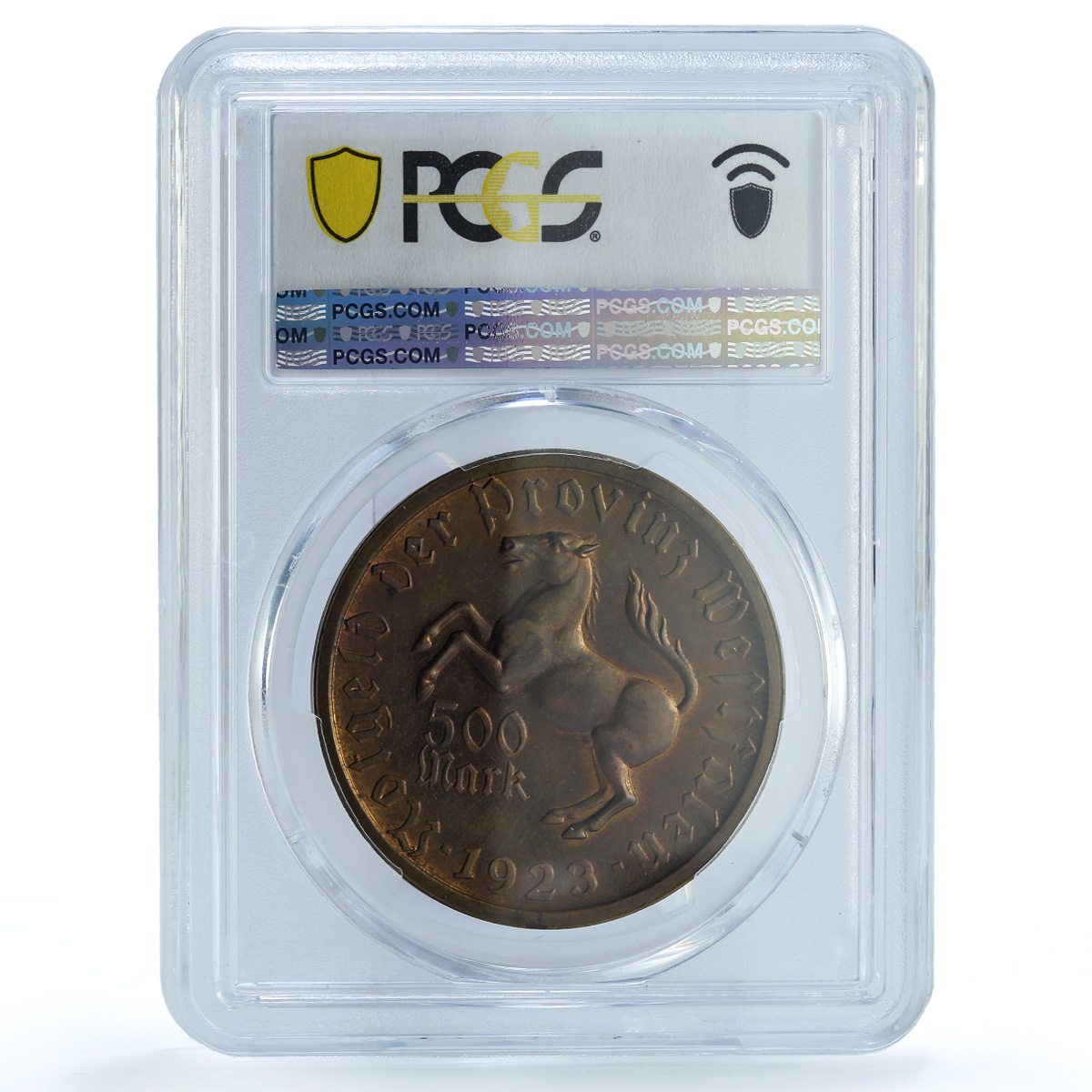 Germany Westphalia 500 mark Annette Hulshoff Horse MS64 PCGS brass coin 1923 Germany Westphalia 500 mark Annette Hulshoff Horse MS64 PCGS brass coin 1923