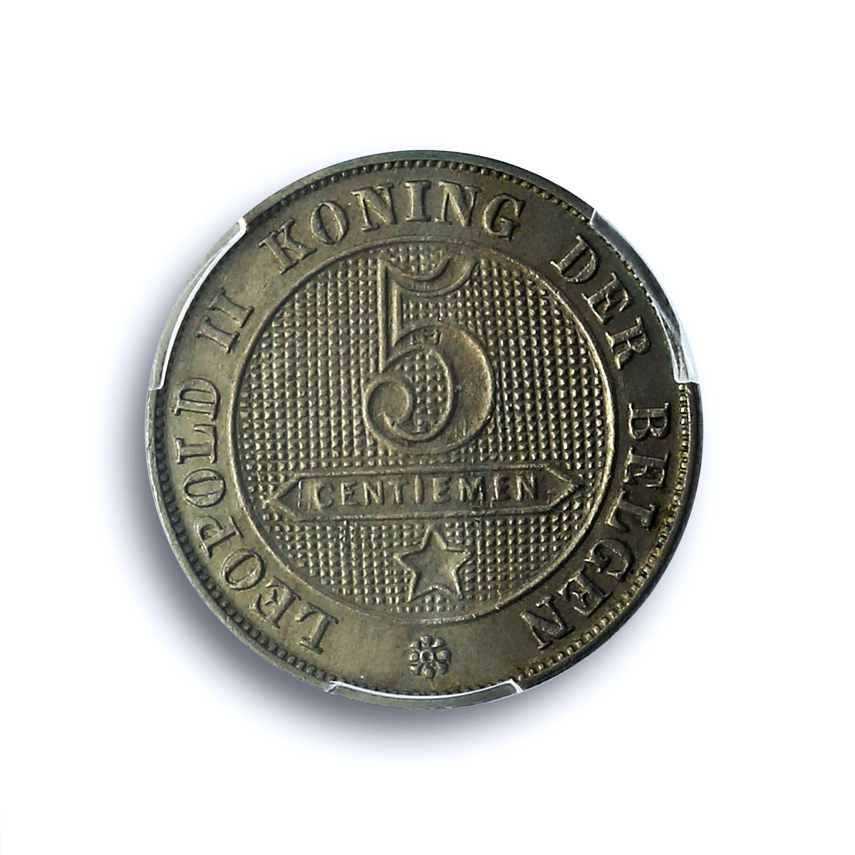 Belgium 5 centimes Leopold II Dutch Text Der Belgen MS62 PCGS CuNi coin 1901