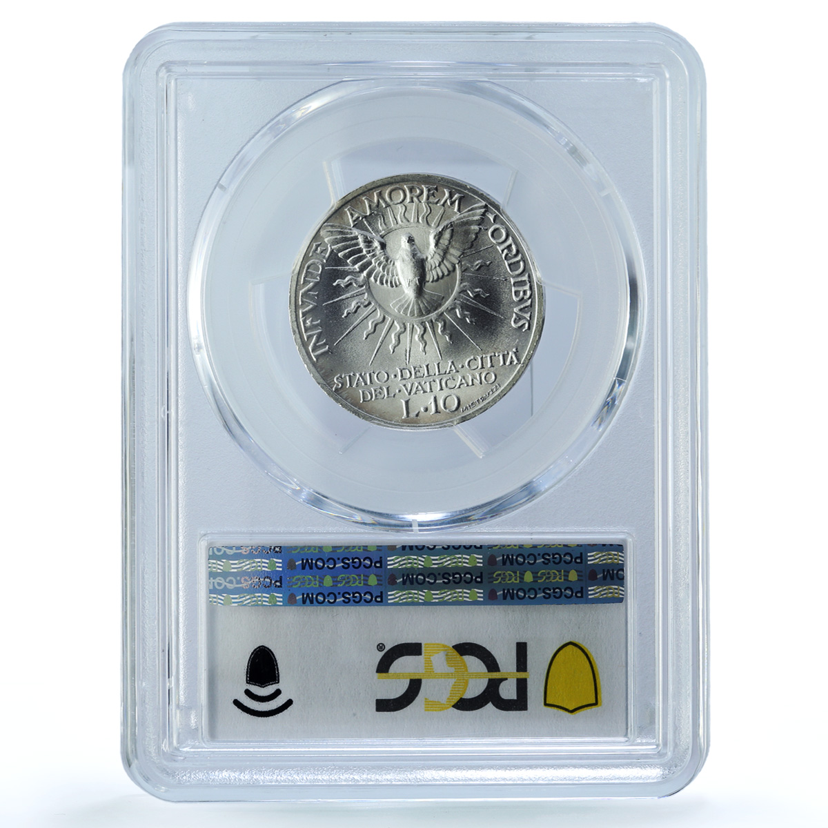 Italy Vatican 10 lire Sede Vacante Dove Sun KM-21 MS67 PCGS silver coin 1939 Italy Vatican 10 lire Sede Vacante Dove Sun KM-21 MS67 PCGS silver coin 1939