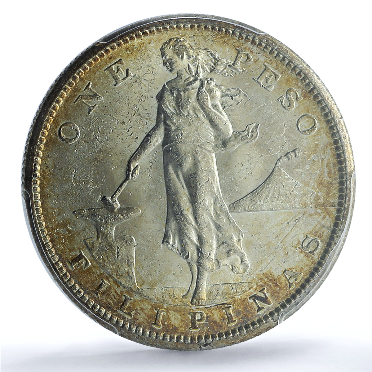 Philippines 1 peso US Decimal Coinage Small Type MS62 PCGS silver coin 1908-S Philippines 1 peso US Decimal Coinage Small Type MS62 PCGS silver coin 1908-S