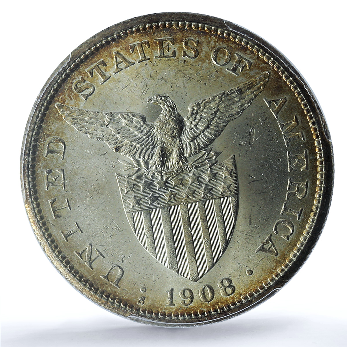 Philippines 1 peso US Decimal Coinage Small Type MS62 PCGS silver coin 1908-S Philippines 1 peso US Decimal Coinage Small Type MS62 PCGS silver coin 1908-S
