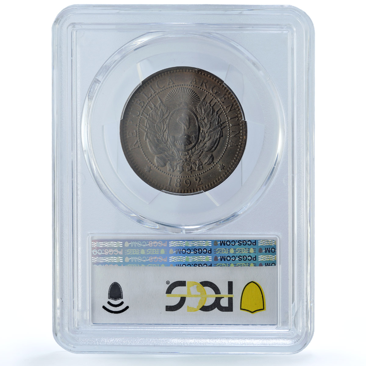 Argentina 2 centavos Republic Coinage Libertad KM-33 MS62 PCGS bronze coin 1892