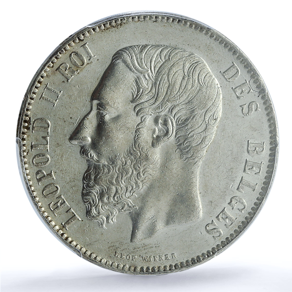 Belgium 5 francs Leopold II Coinage Position A KM-24 MS61 PCGS silver coin 1873 Belgium 5 francs Leopold II Coinage Position A KM-24 MS61 PCGS silver coin 1873