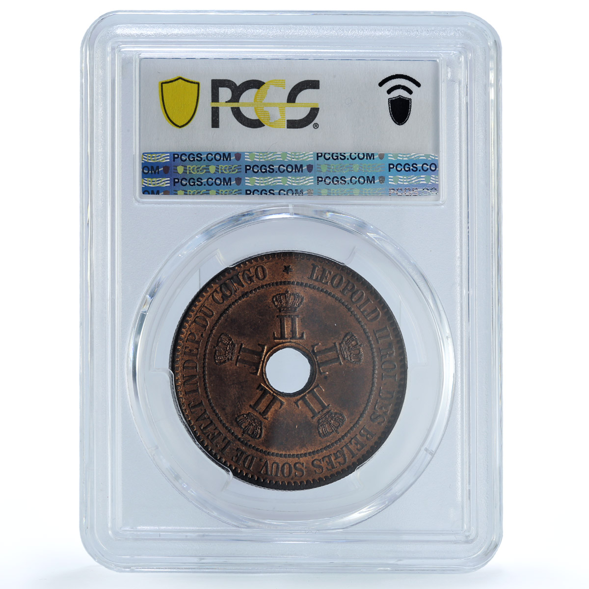 Belgium Congo Free State 10 centimes Leopold II Star MS63 PCGS copper coin 1894 Belgium Congo Free State 10 centimes Leopold II Star MS63 PCGS copper coin 1894