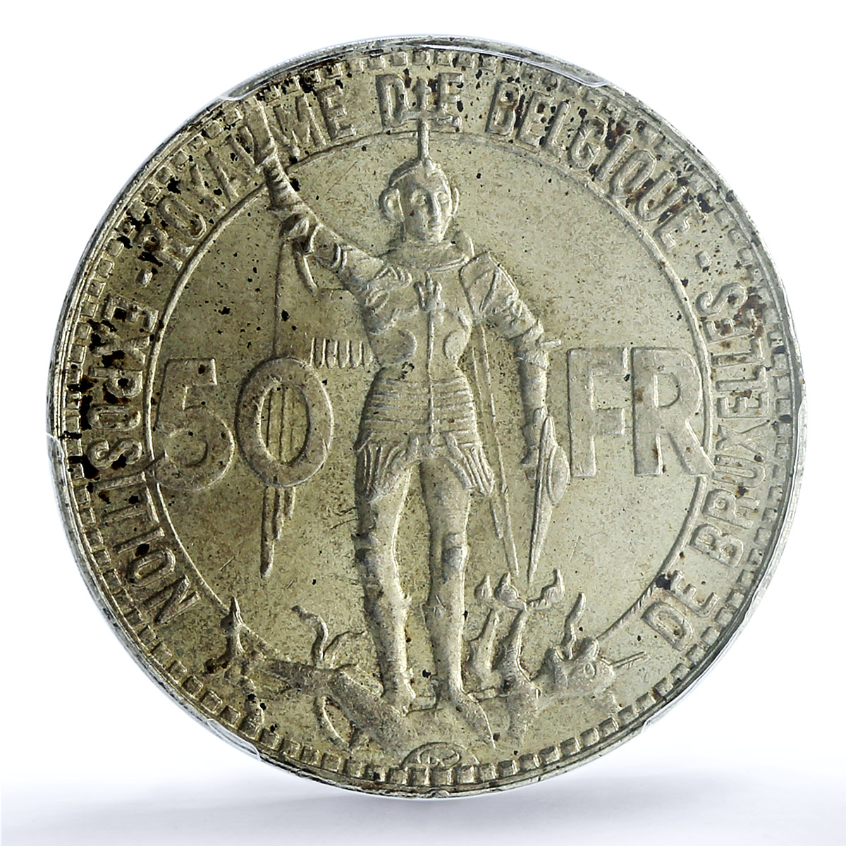 Belgium 50 francs Brussels Expo Railways KM-106.1 MS64 PCGS silver coin 1935 Belgium 50 francs Brussels Expo Railways KM-106.1 MS64 PCGS silver coin 1935