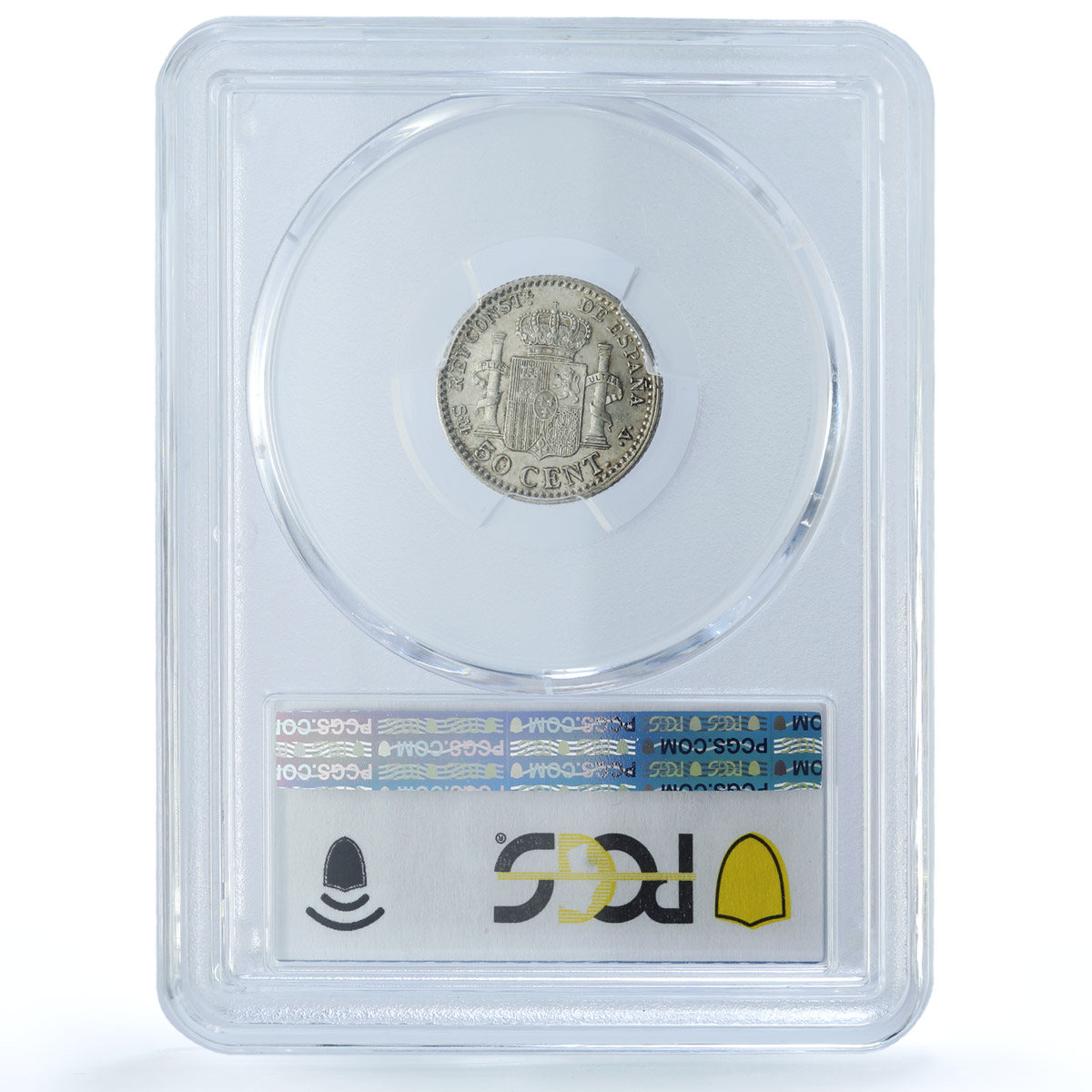 Spain 50 centimos King Alfonso XIII Coinage Mark SMV AU58 PCGS silver coin 1904