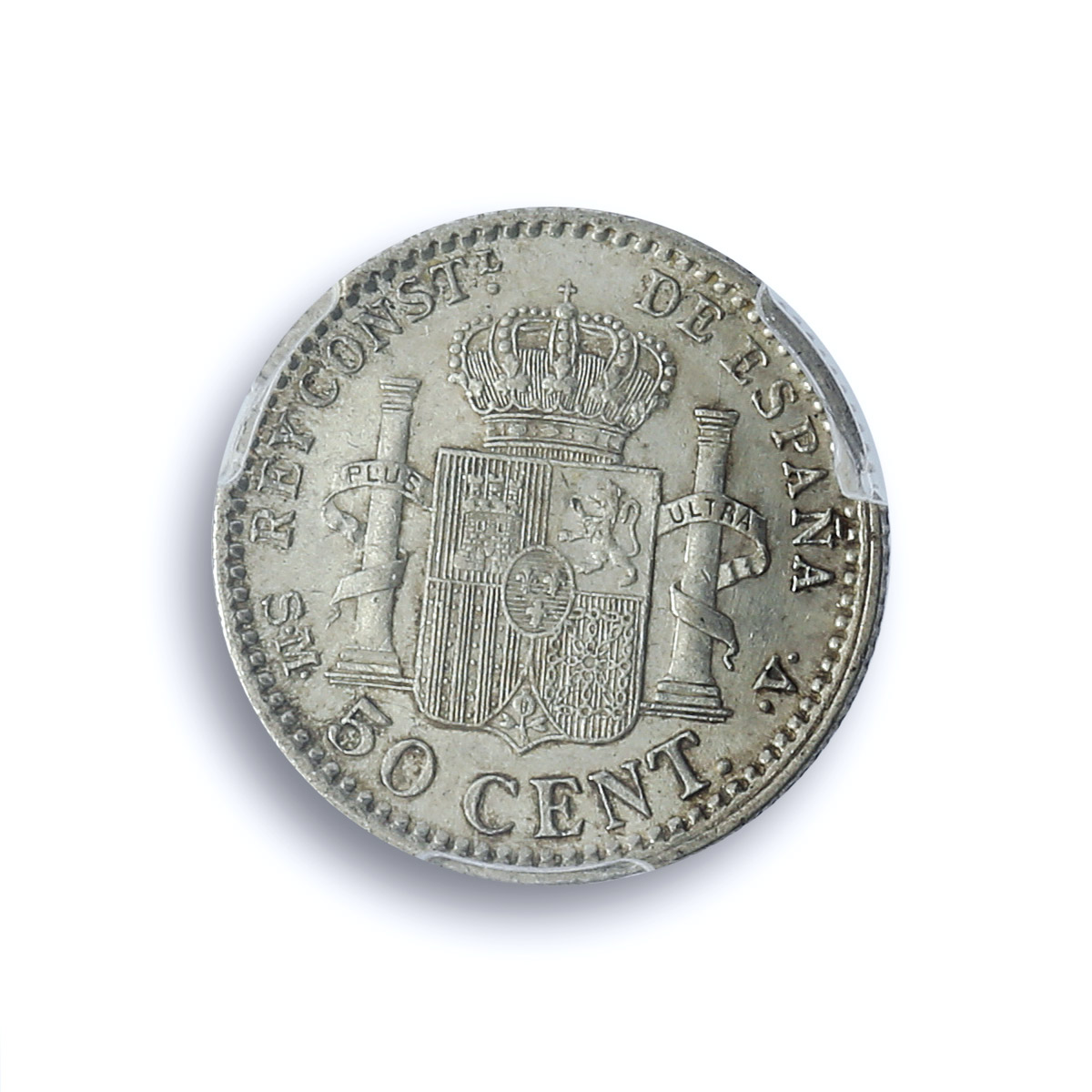 Spain 50 centimos King Alfonso XIII Coinage Mark SMV AU58 PCGS silver coin 1904