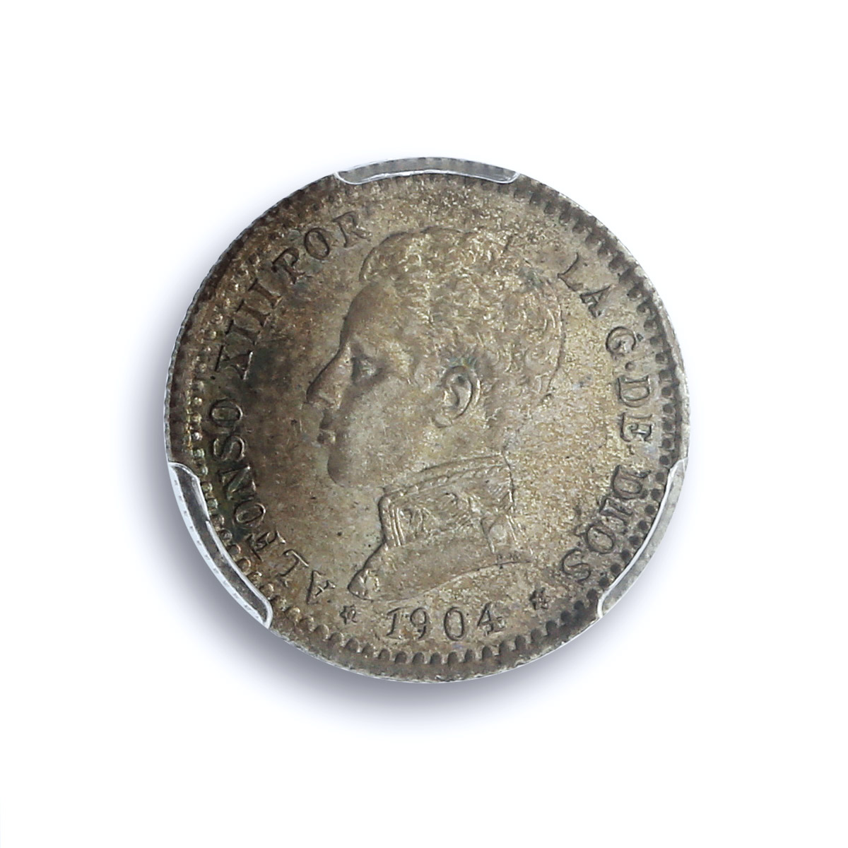 Spain 50 centimos King Alfonso XIII Coinage Mark SMV MS62 PCGS silver coin 1904 Spain 50 centimos King Alfonso XIII Coinage Mark SMV MS62 PCGS silver coin 1904
