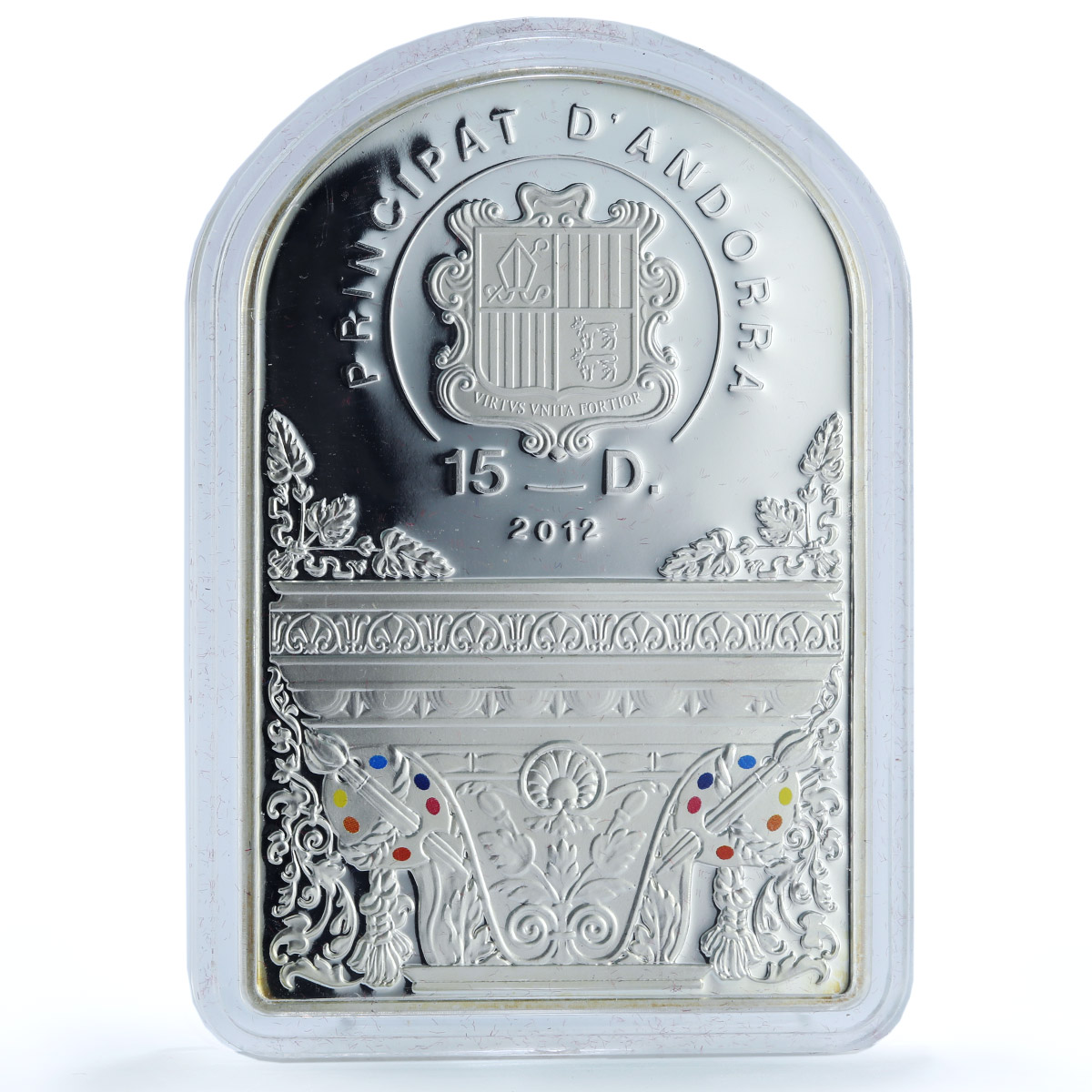 Andorra 15 diners Madonna Child Angels Botticelli KM-328 Art silver coin 2012