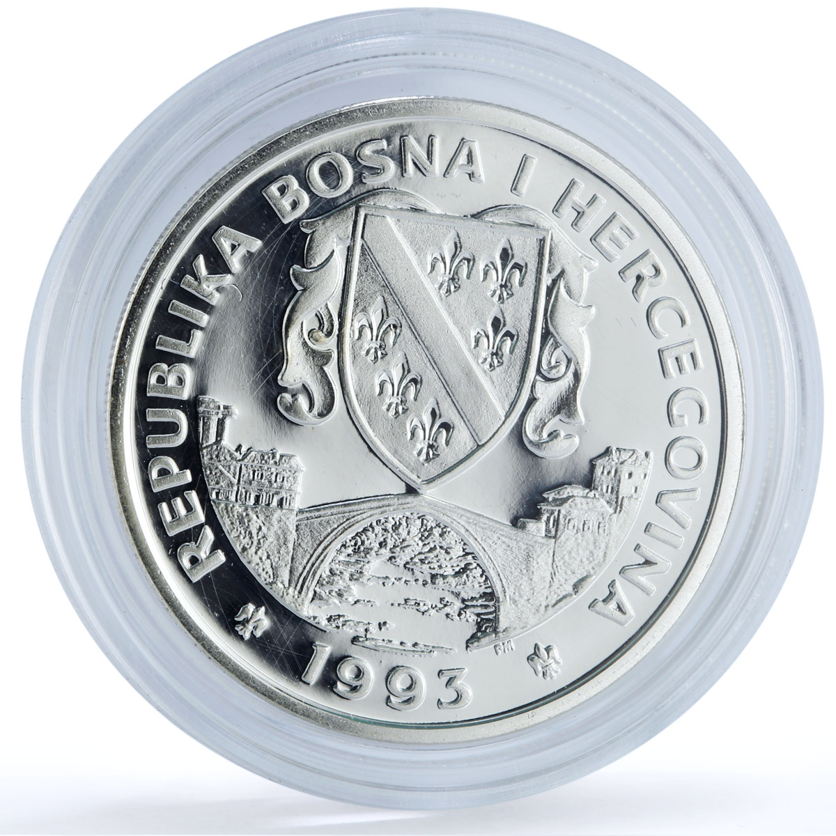 Bosnia and Herzegovina 14 + 2 ecus Sarajevo Mosque KM-85 proof silver coin 1993