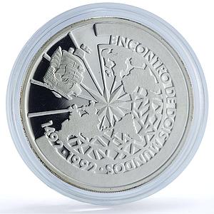 Brazil 500 cruzeiros Ibero-American Two Worlds KM-621 Ship silver coin 1991