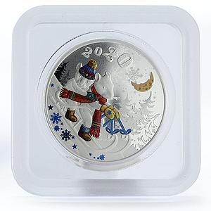 Laos 50000 kip Happy New Year mouses colored silver coin 2020
