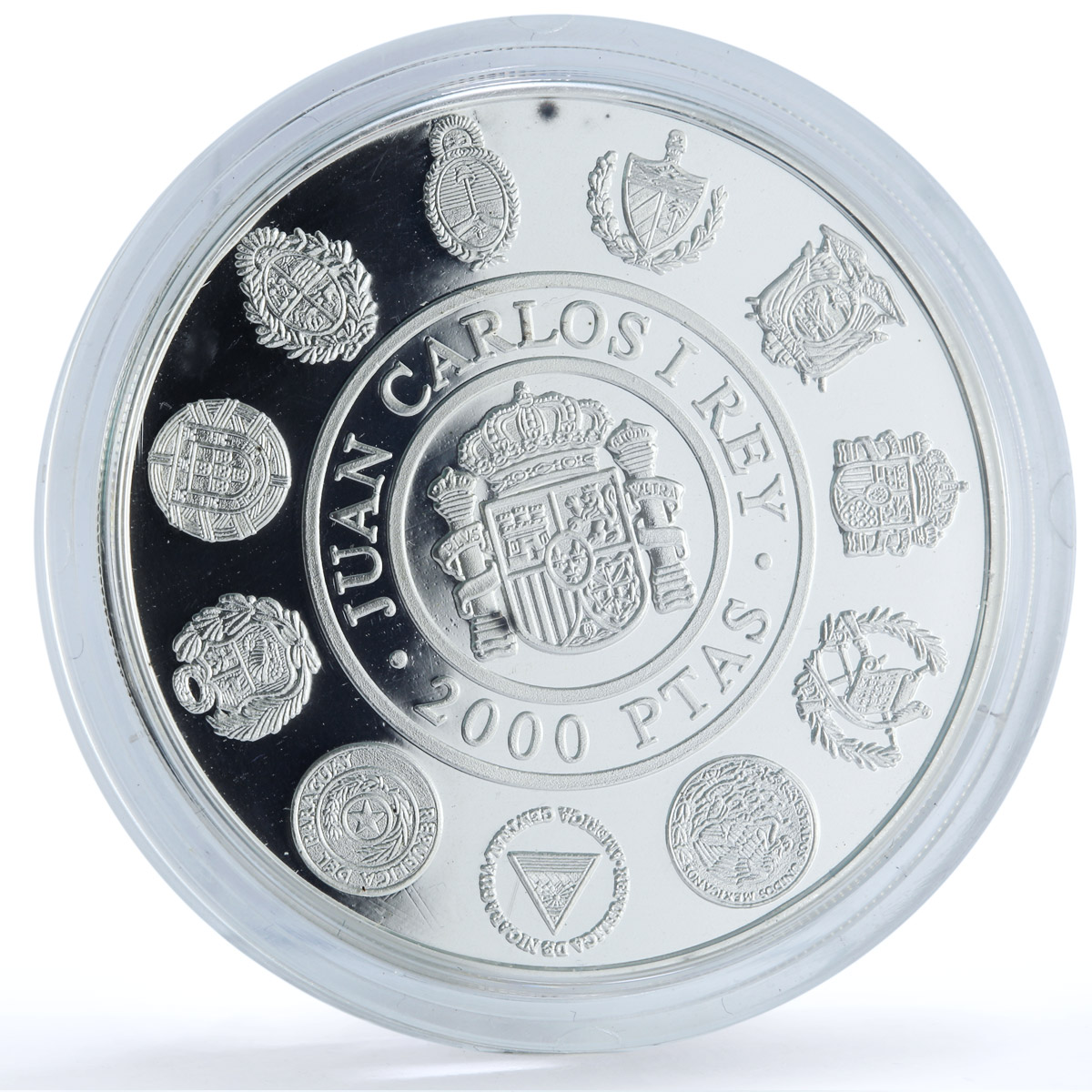 Spain 2000 pesetas Ibero-American Man Horse Horseman proof silver coin 2000