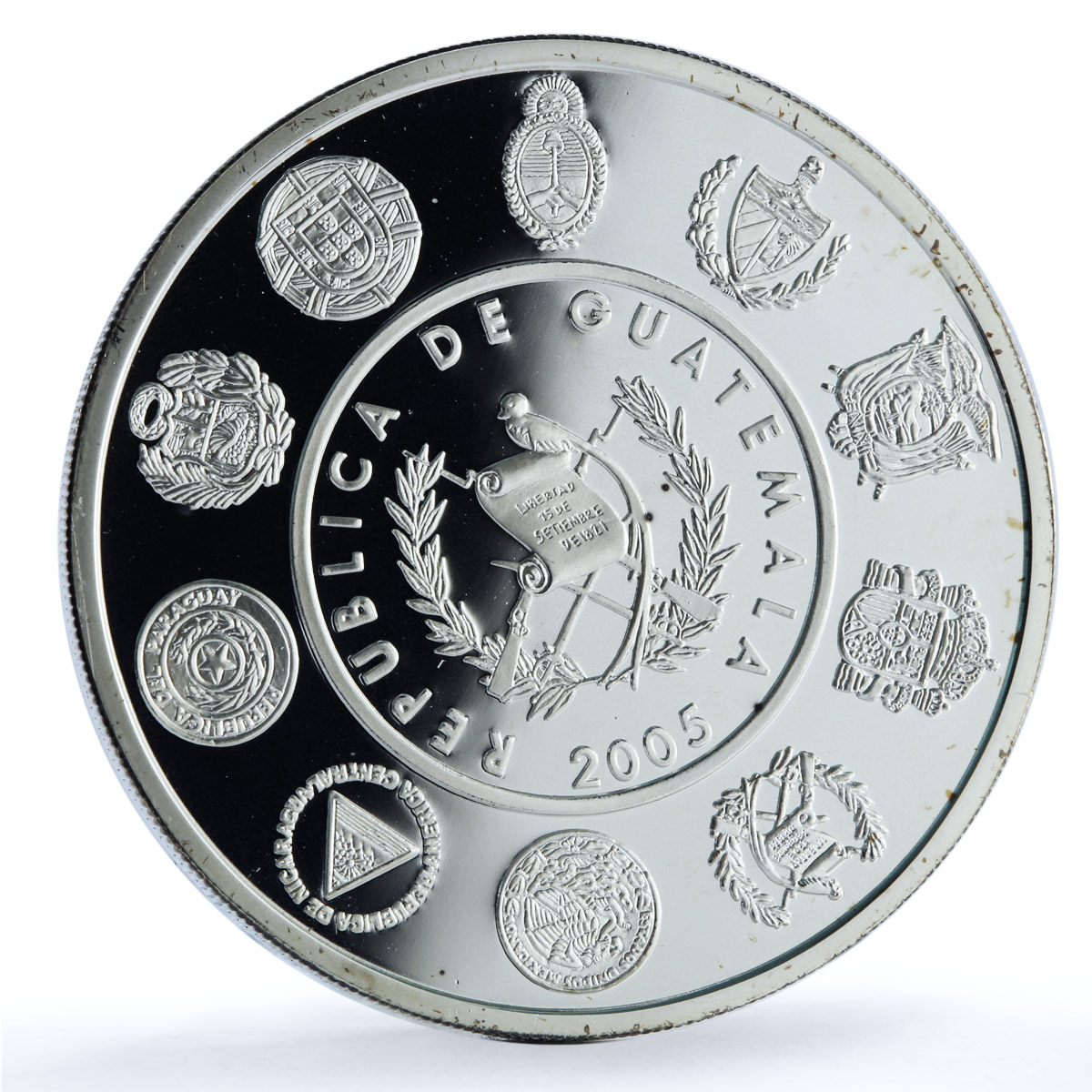 Guatemala 1 quetzal Ibero-American Architecture KM-289 Temple silver coin 2005