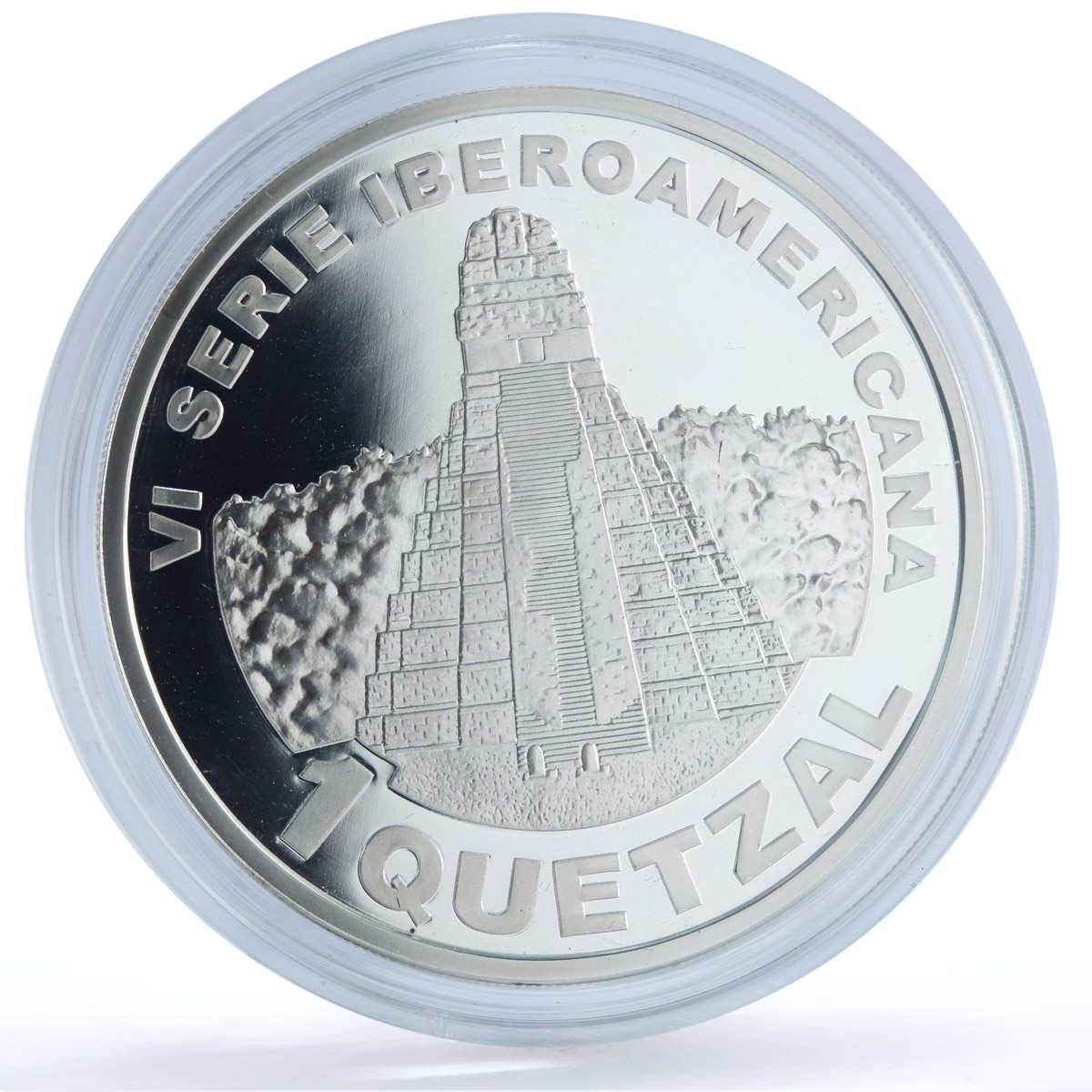Guatemala 1 quetzal Ibero-American Architecture KM-289 Temple silver coin 2005