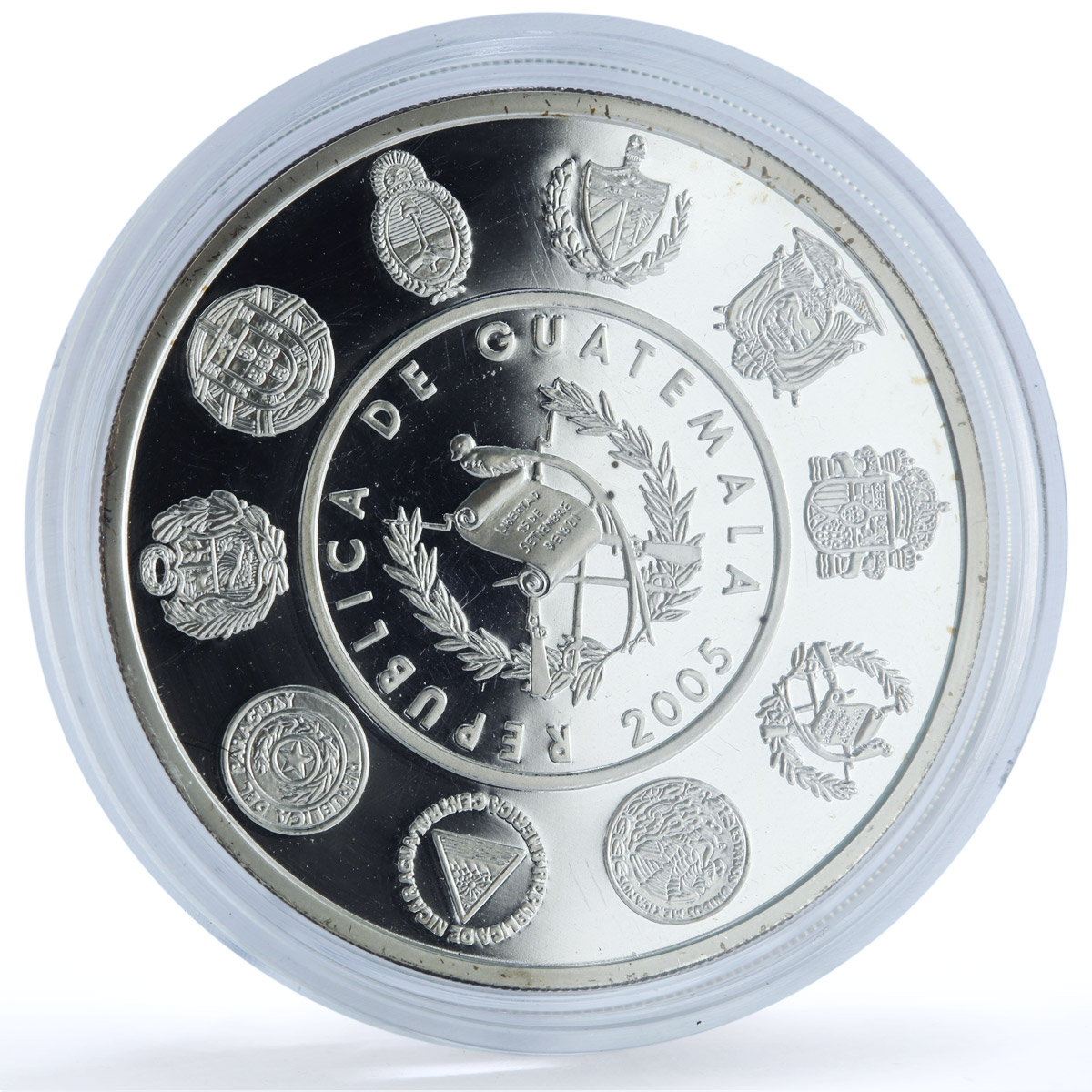 Guatemala 1 quetzal Ibero-American Architecture KM-289 Temple silver coin 2005