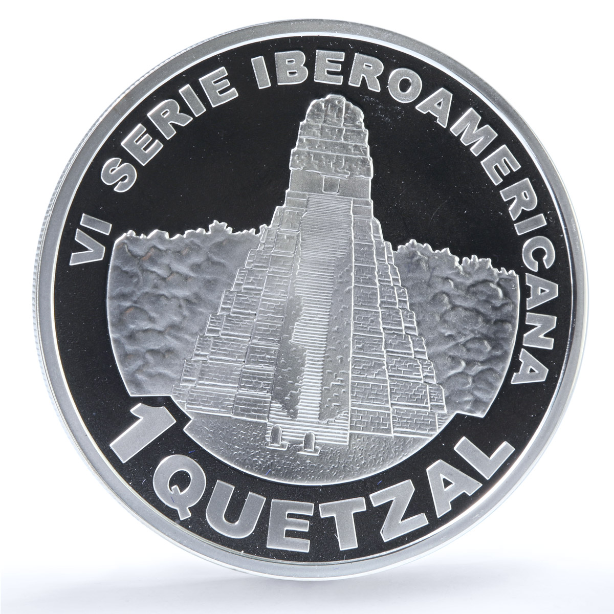 Guatemala 1 quetzal Ibero-American Architecture KM-289 Temple silver coin 2005