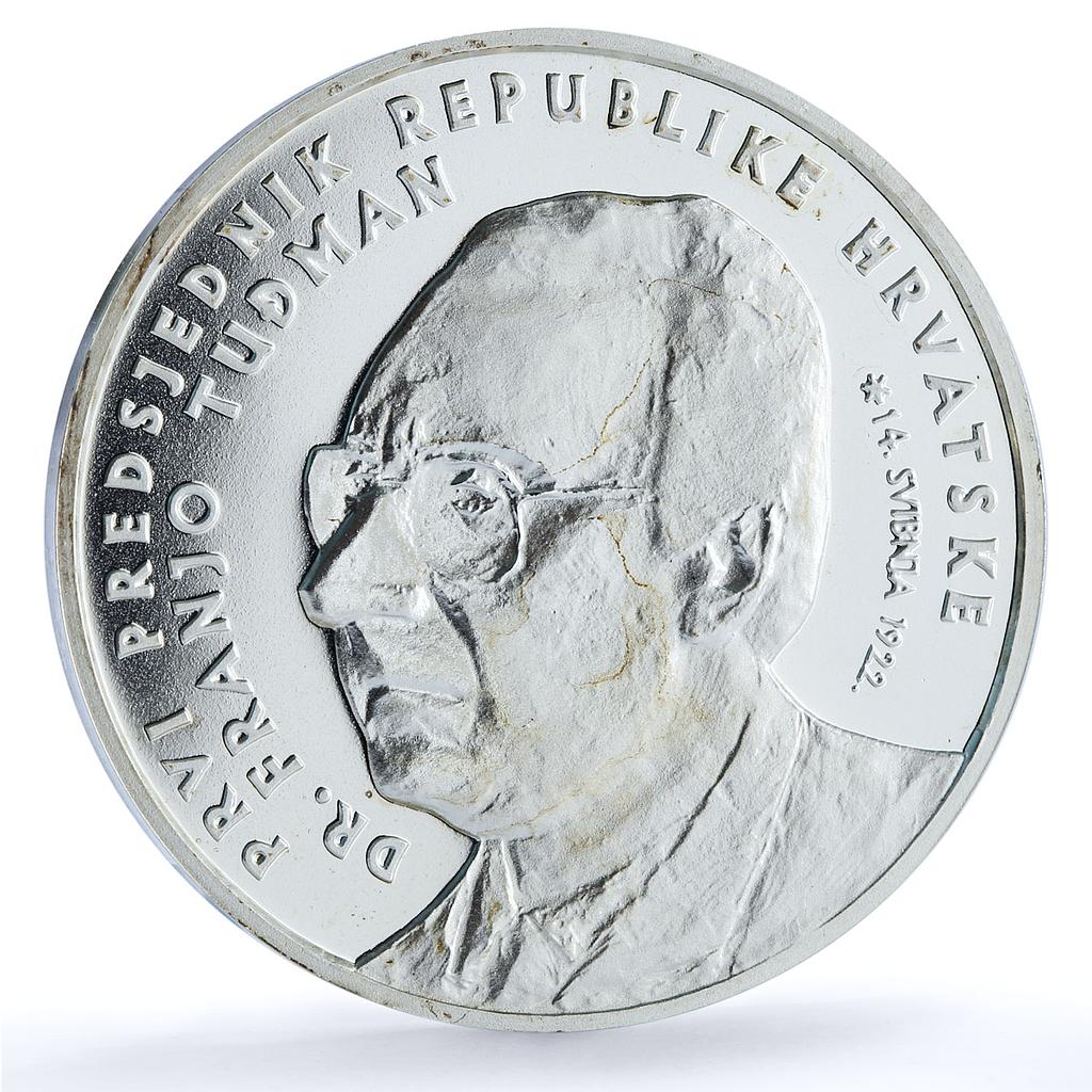 Croatia 150 kuna Franjo Tudman KM-59 History Politics proof silver coin 1997