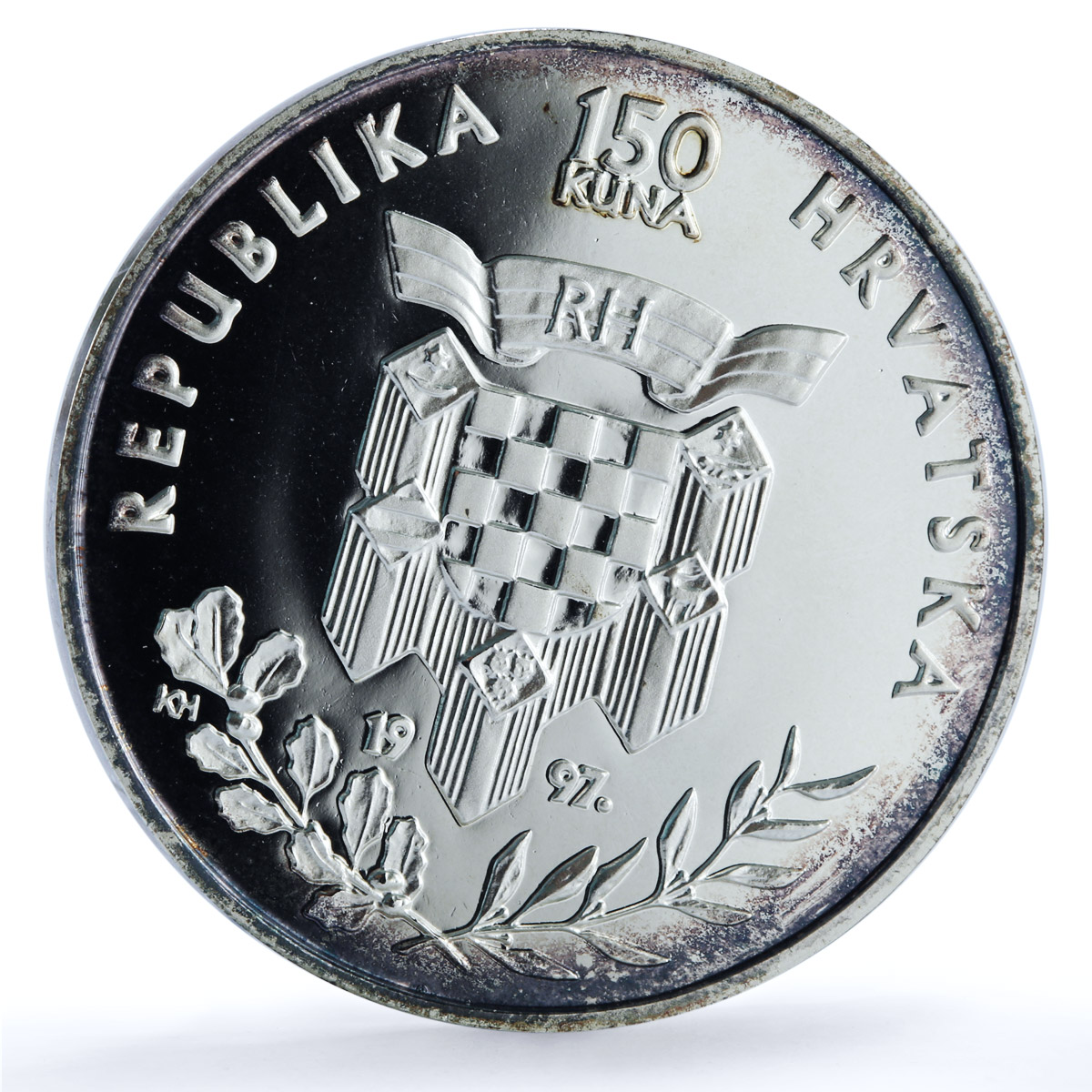 Croatia 150 kuna Franjo Tudman KM-59 History Politics proof silver coin 1997