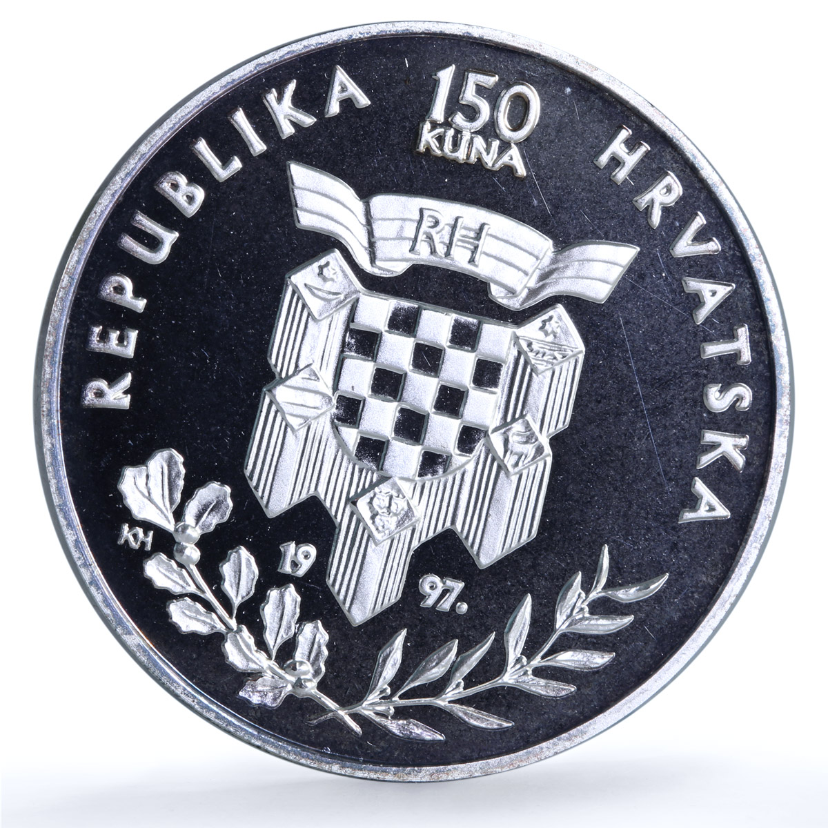 Croatia 150 kuna Franjo Tudman KM-59 History Politics proof silver coin 1997