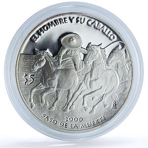 Mexico 5 pesos Ibero-American Man Horse KM-670 Paso Muerte silver coin 2000