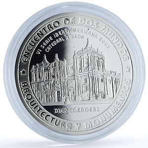 Nicaragua 10 cordobas Ibero-American Architecture KM-106 Church silver coin 2005