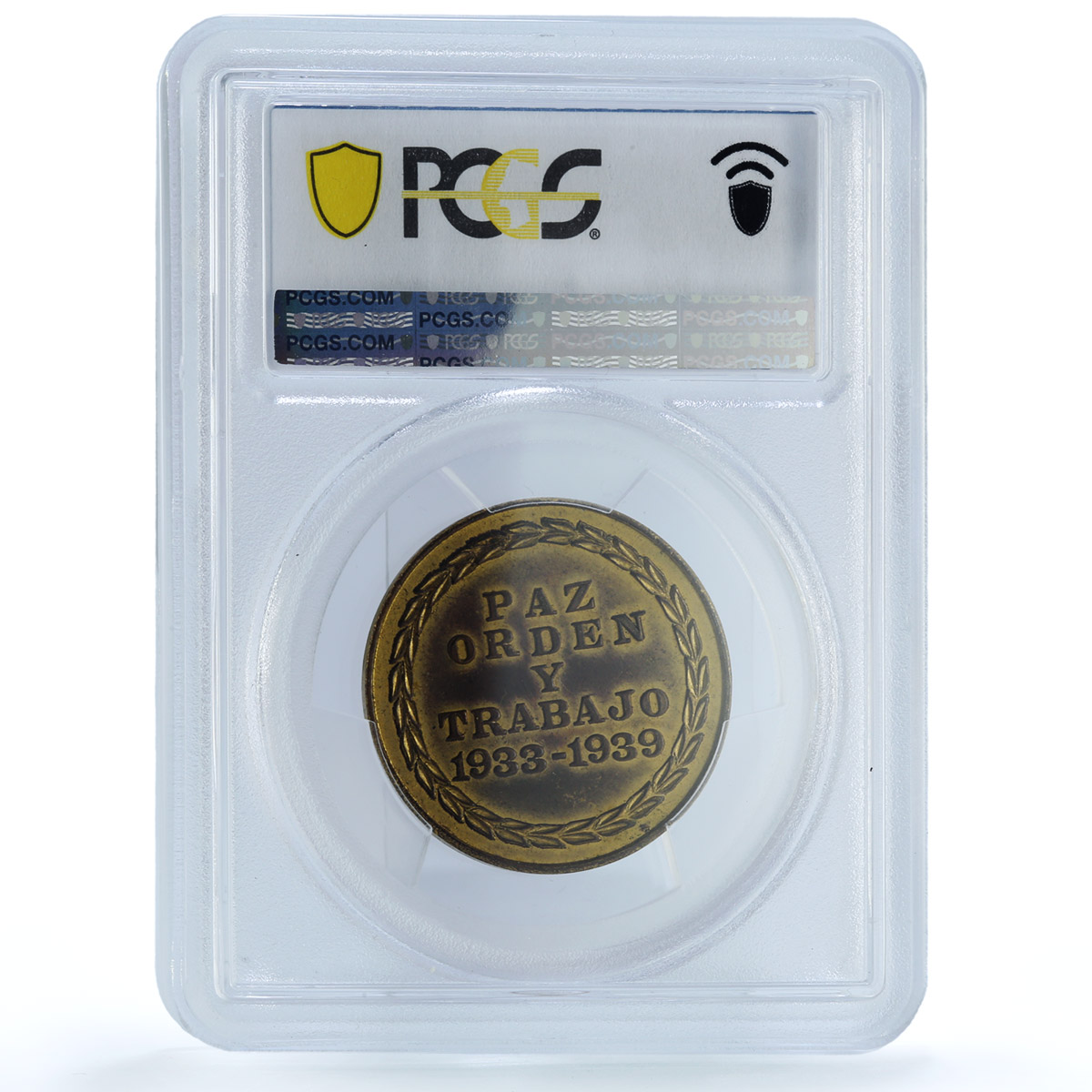 Peru General Oscar Benavides Politics Gilt SP63 PCGS copper medal 1939